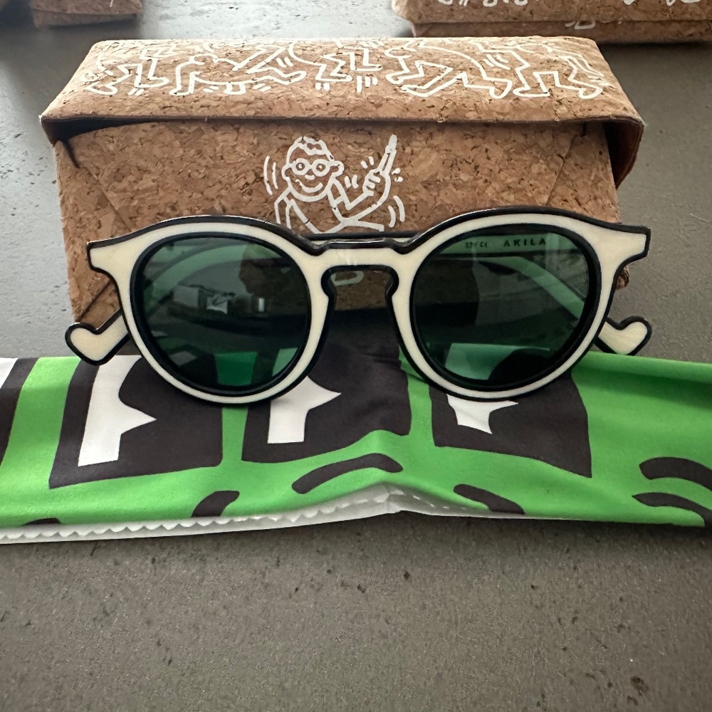 Akila Keith Haring Paradise Cream & Green Sunglasses MoMA Collaboration